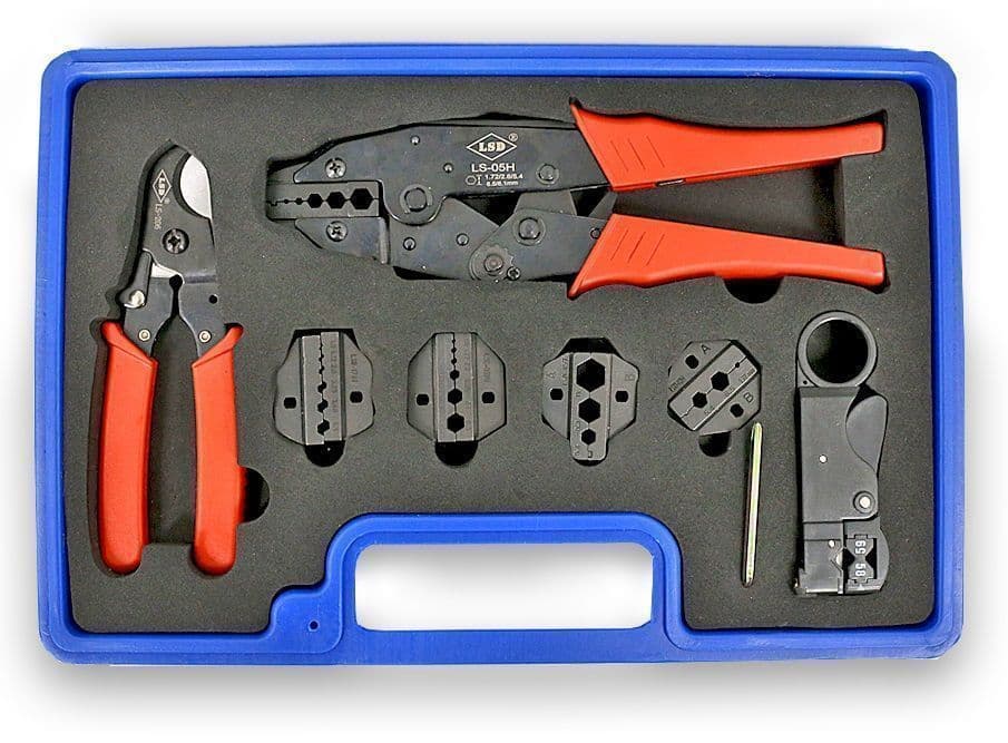 Kit de Herramienta para Cable Coaxial Ponchadora, Pelacable y Cortador COAX-KIT  